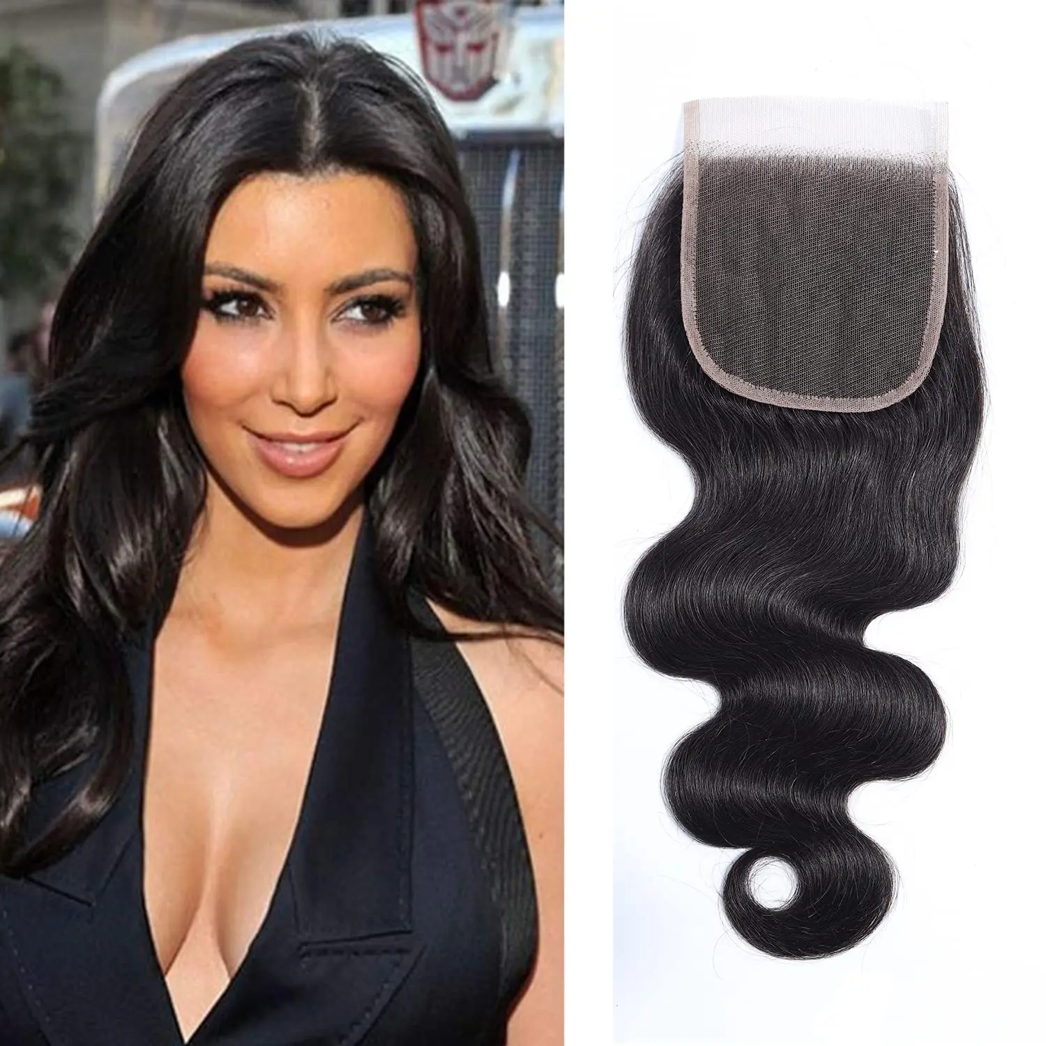 

Натуральные волосы Body Wave: фронтальная кружевная застежка 13x4 и кружевная застежка 4x4, предварительно выщипанные, с эффектом натуральной линии роста волос и с baby hair