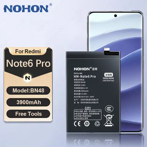 Bateria NOHON para Xiaomi Redmi Note 6 Pro 7 8 9 10 11 Pro Plus, Baterias de Substituição de Íon de Lítio para Redmi Note 2 3 4 5