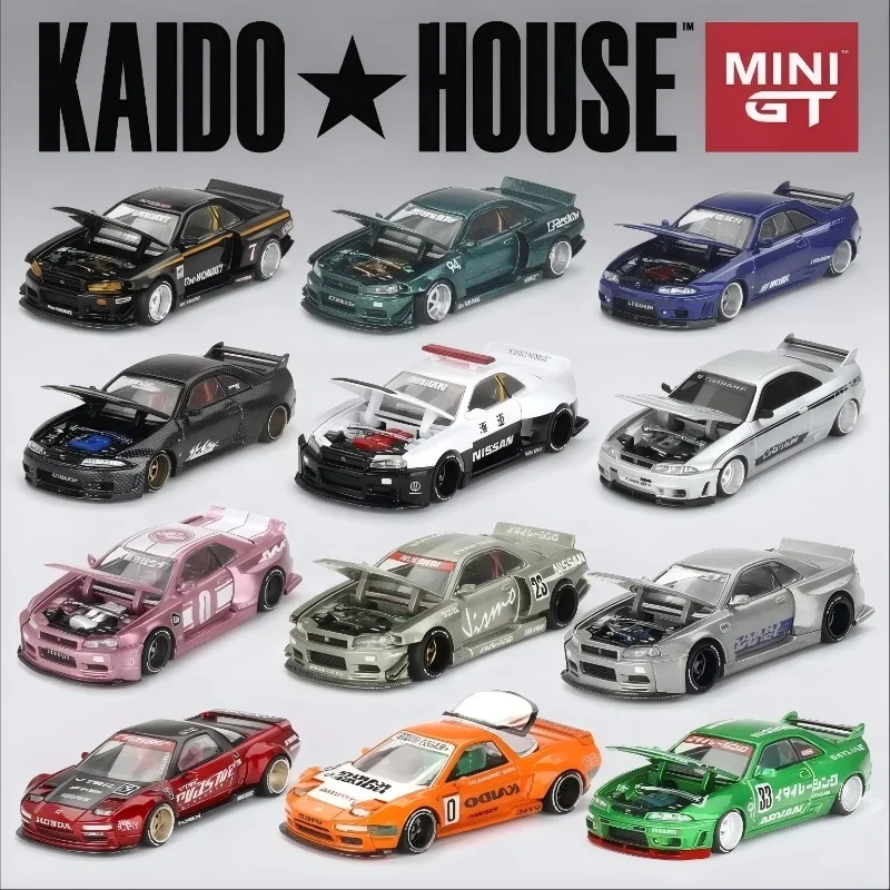 Kaido House & MINIGT 1:64 Nissan Skyline GT-R (R34)(R33) Honda NSX Racing BMW M3 V3 V2  Alloy Car Diecast Metal Model