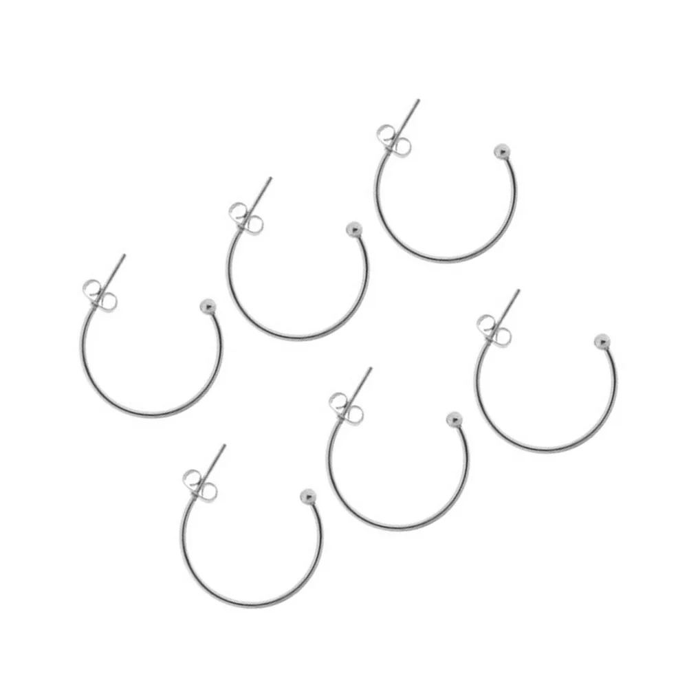6 قطعة مواد استرخى الأذن الفولاذ المقاوم للصدأ C-شكل لتقوم بها بنفسك الأذن السنانير الفضة 20 مللي متر خفيفة الوزن مجوهرات اكسسوارات لحفلات الزفاف