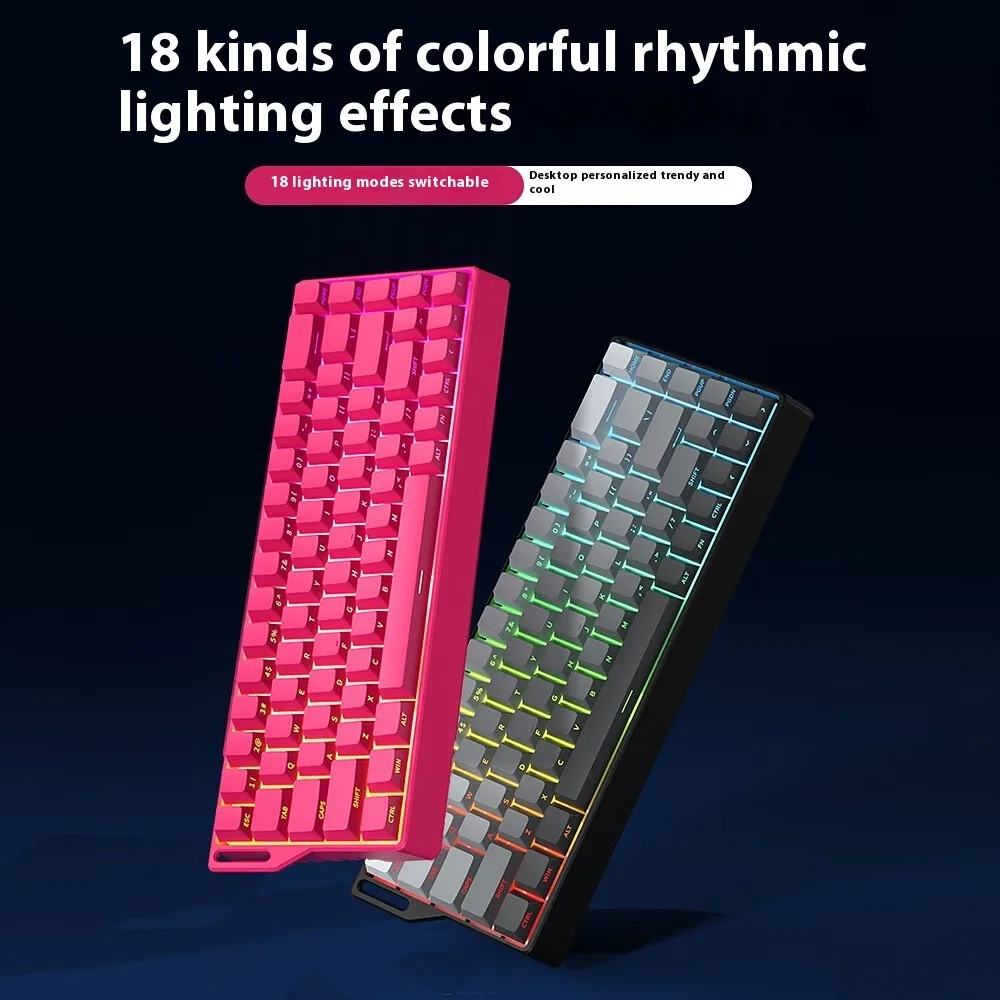 El tercer examen simulado Teclado mecánico inalámbrico Bluetooth, dedicado para juegos y deportes electrónicos, cable de 68 teclas con grabado lateral