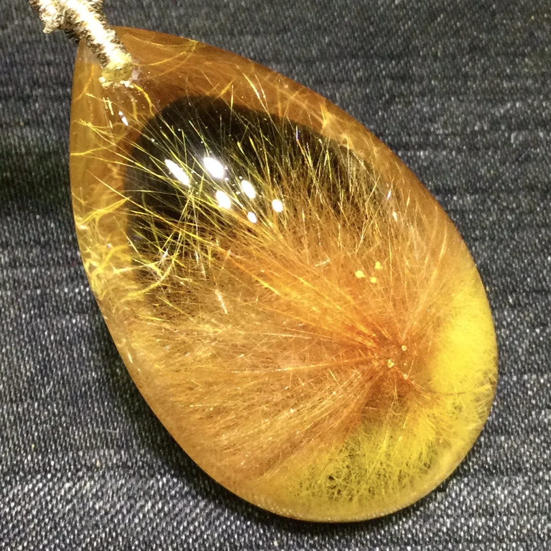 

Natural Gold Rutilated Quartz Pendant 40*23.5*18.5mm Flower Rutilated Jewelry Men Women Brazil AAAAAAA