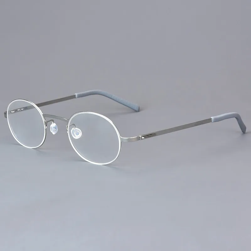 Denmark Latest Design Men Eyeglasses Frame Screwless Ultralight Titanium Small Round Glasses Frame Elastic Leg Spectacle Eyewear