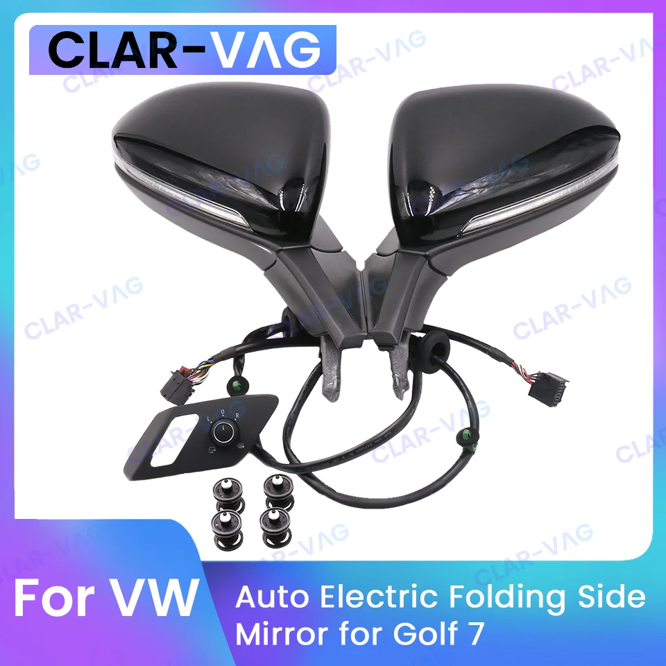 Auto Folding Mirror Kit Electric Folding Side Mirrors with Light With Glasses Cover Switch FOR VW Golf 7 MK7 7.5