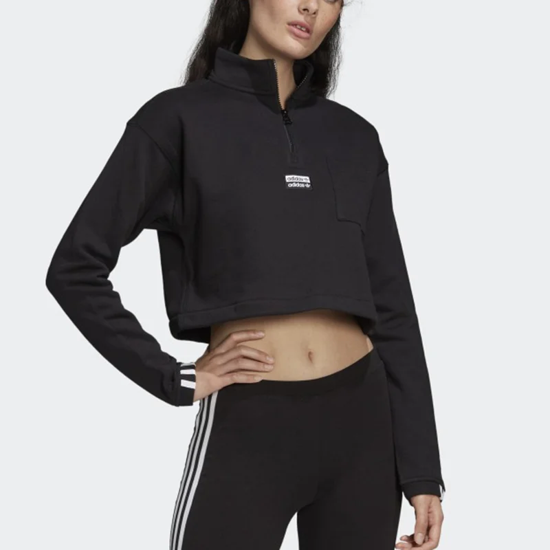 

Adidas Genuine Three Stripes Women's Half Zip Short Sports Hoodie FM2509