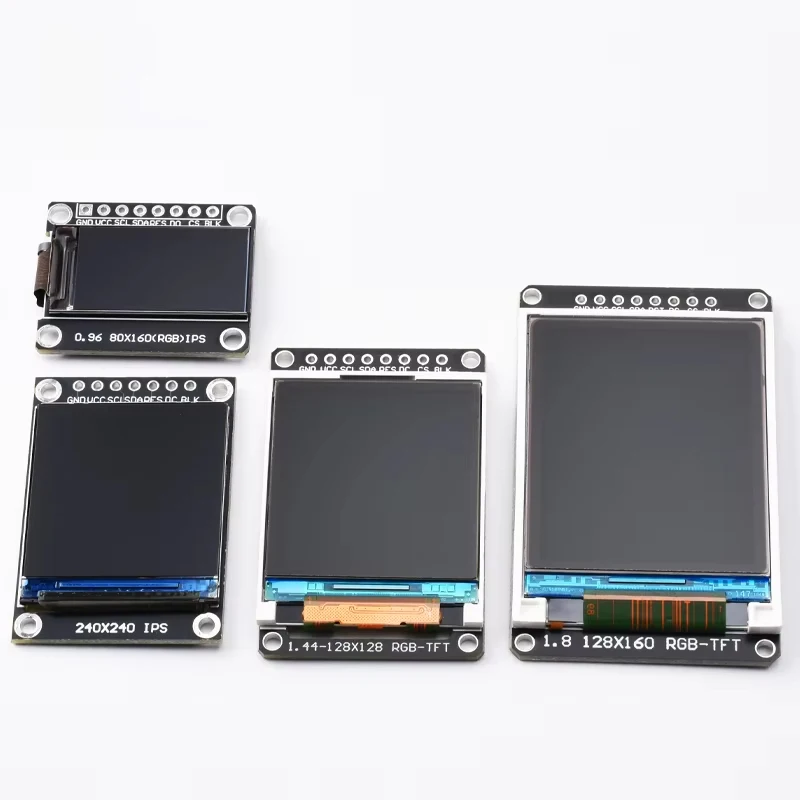 TFT عرض 0.96/1.3/1.44/1.8 بوصة IPS 7P SPI HD كامل اللون وحدة LCD ST7735 / ST7789 محرك IC 80*160 240*240