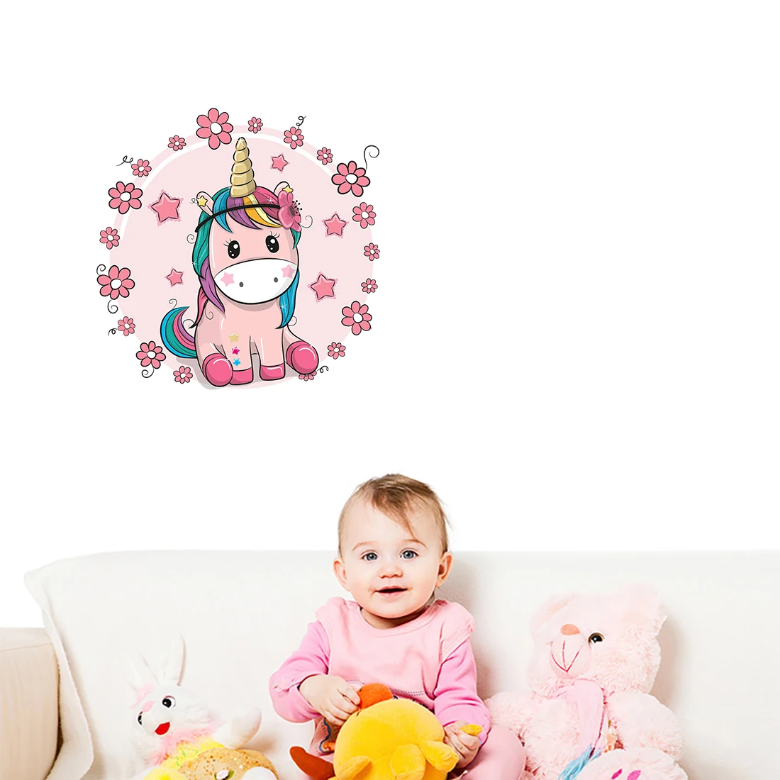 Three Ratels QCF3 Lovely cartoon bouquet rainbow pony fun children's bedroom wall sticker