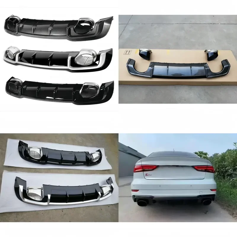 RS3 style rear diffuser with tail tube for Audi A3 8V.5 hatchback 2017-2020