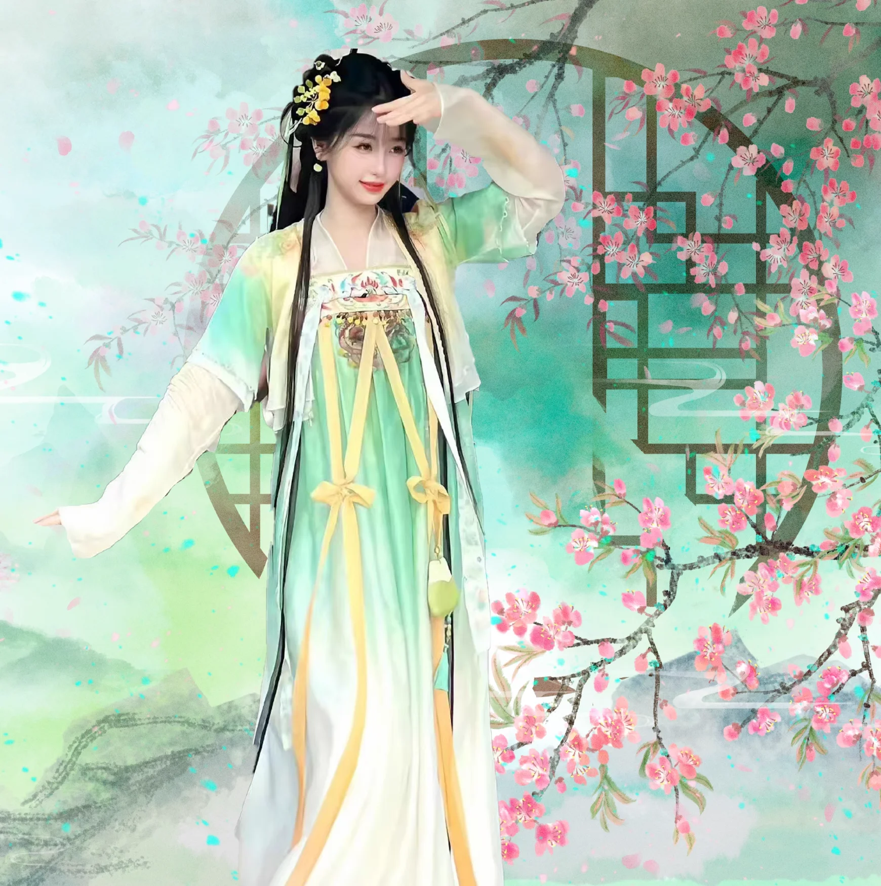 Cute Sweet Girl's Costume Fairy Hanfu Yu Shuxin Same Design for Newest Drama Starry River in the Eternal Night n Hair Accessory