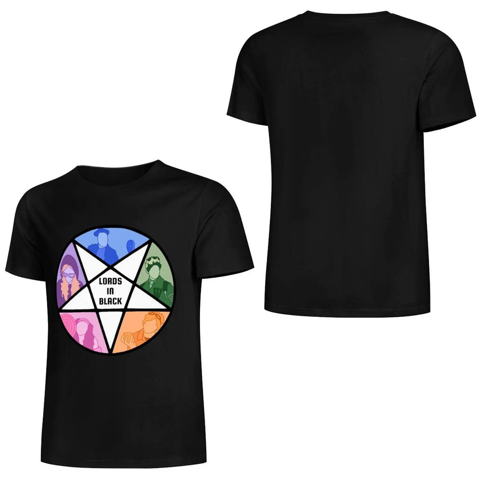 Lords In Black Pentagram Starkid Drawing T-Shirt summer top sublime oversized graphic tee Men's t-shirt