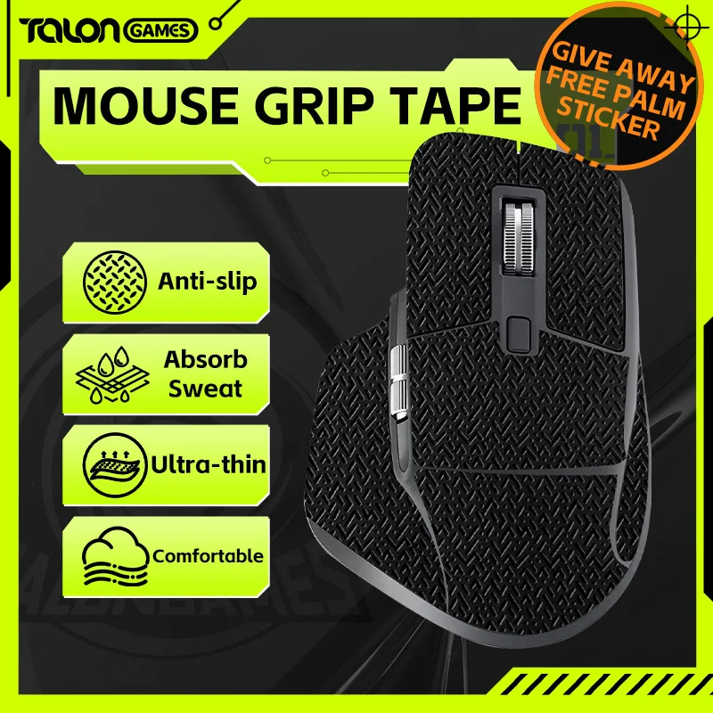 

TALONGAMES Mouse Grip Tape Lizard Skin For Logitech MX Master 3 ,Palm Sweat Absorption,Anti-Slip Tape(Black)