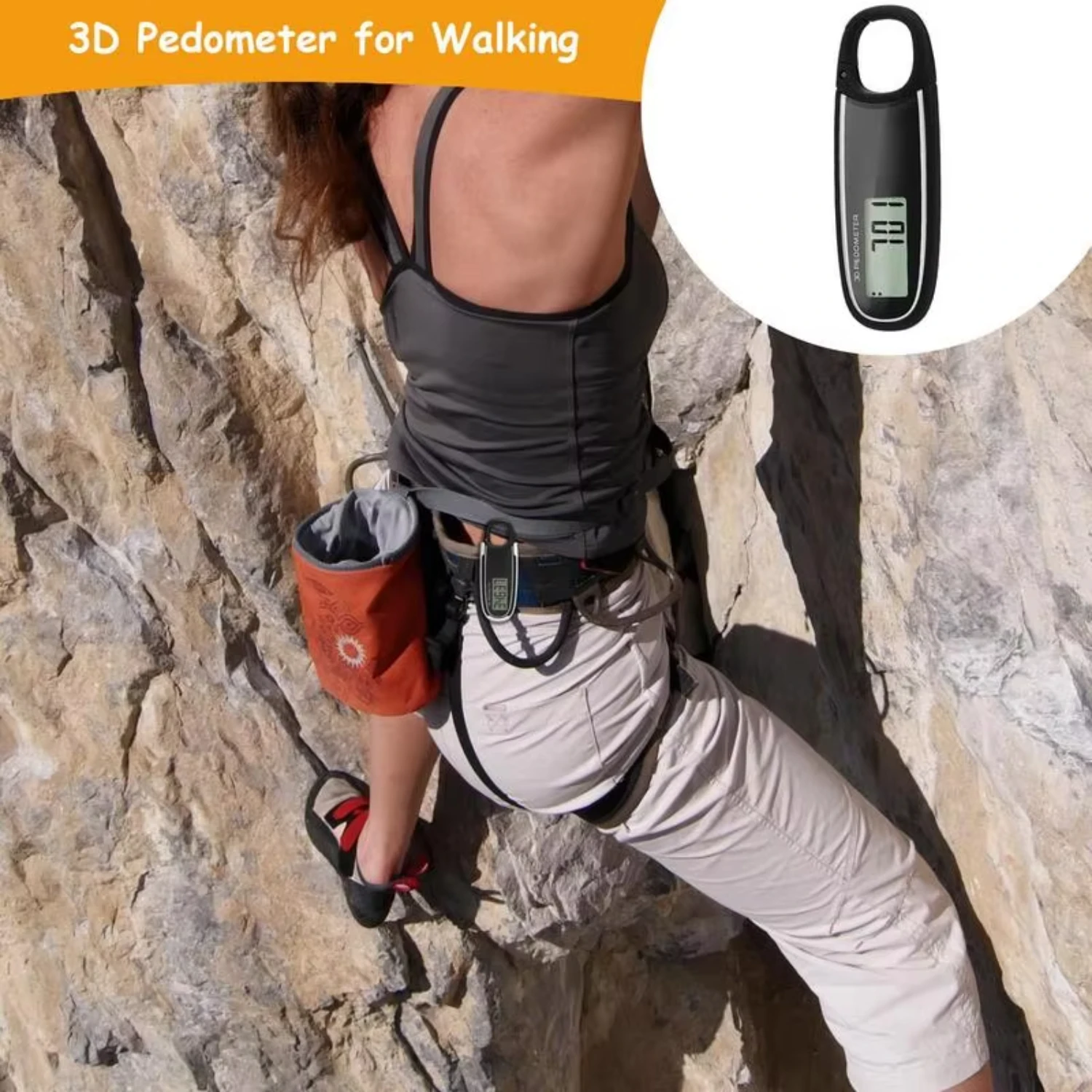 

Simple Pedometer Step Counter Walking Large Digital Display Step Tracker 3D Pedometer With Removable Clip Accurately Track Yoga