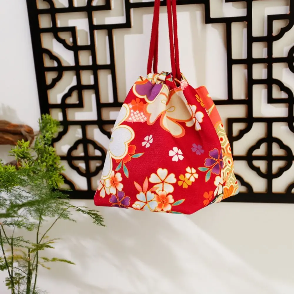 

Canvas Bag Printing Drawstring Bag Small Pouch Coin Purse Cloth Sundries Storage Bag Japanese Style Hanfu Wrist Bag
