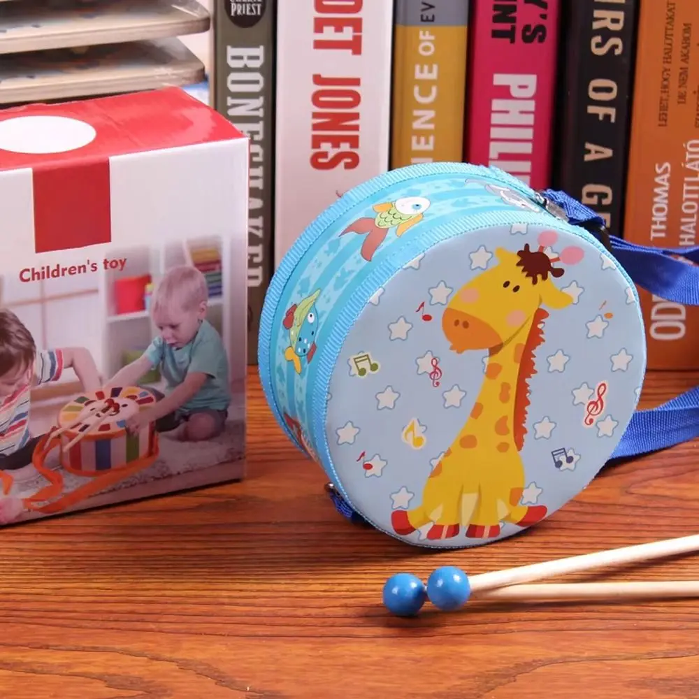 Wooden Material Wooden Percussion Drum Double Sided Carry Strap Musical Instrument Drum Drum Sticks Animal Pattern