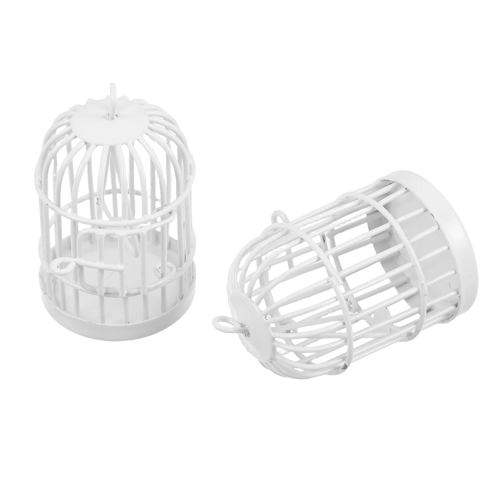 

2Pcs Miniature Metal Birdcage Ornament Vintage Hanging Small Bird Cage Decor for Fairy Garden Dollhouse Home Decoration DIY