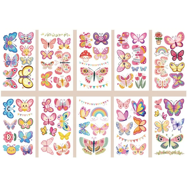 10Pcs/set Glitter Butterfly Temporary Tattoo Stickers Cute Butterfly Tattoos Stickers Waterproof Funny For Party Gift