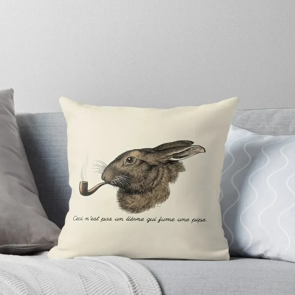 

This is not a hare smoking a pipe. - Magritte Parody Throw Pillow Christmas Pillow Covers autumn pillowcase pillow