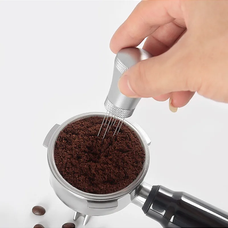 Coffee Distributor Stainless Steel Needle Powder Dispenser Set with Base Italian Coffee Powder Agglomeration Stirring Needle