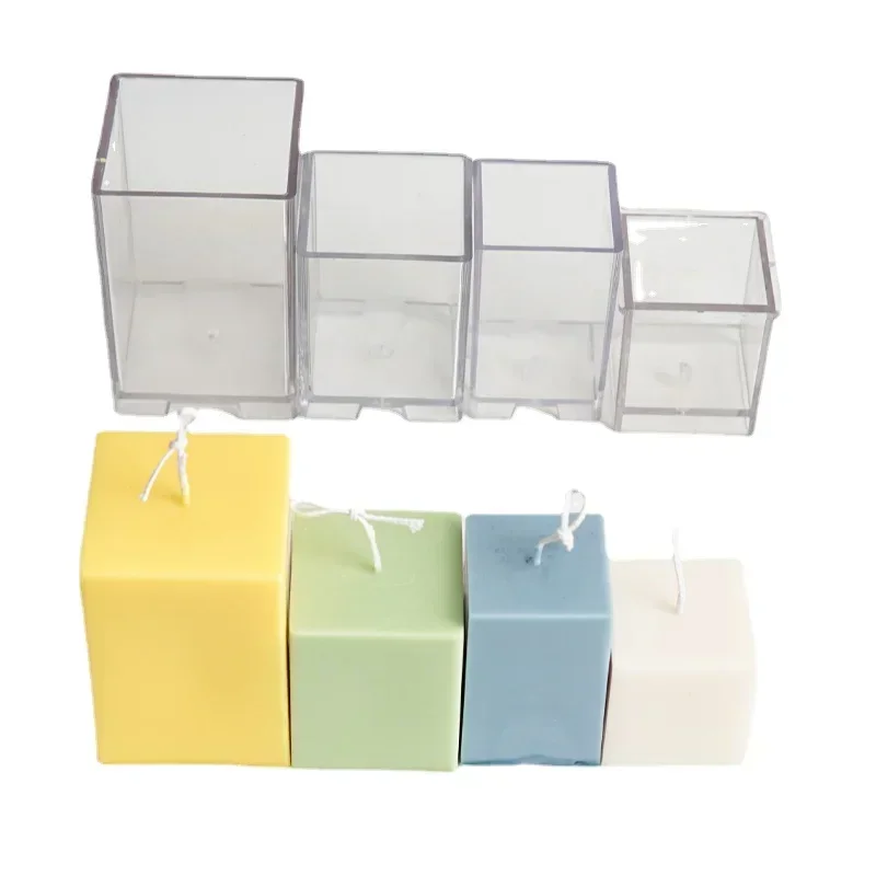 3D Square Column Candle Acrylic Mold Diy Homemade Handmade Aromatherapy Candle Mould Kit Pc Plastic Molds Home Decoration Gift