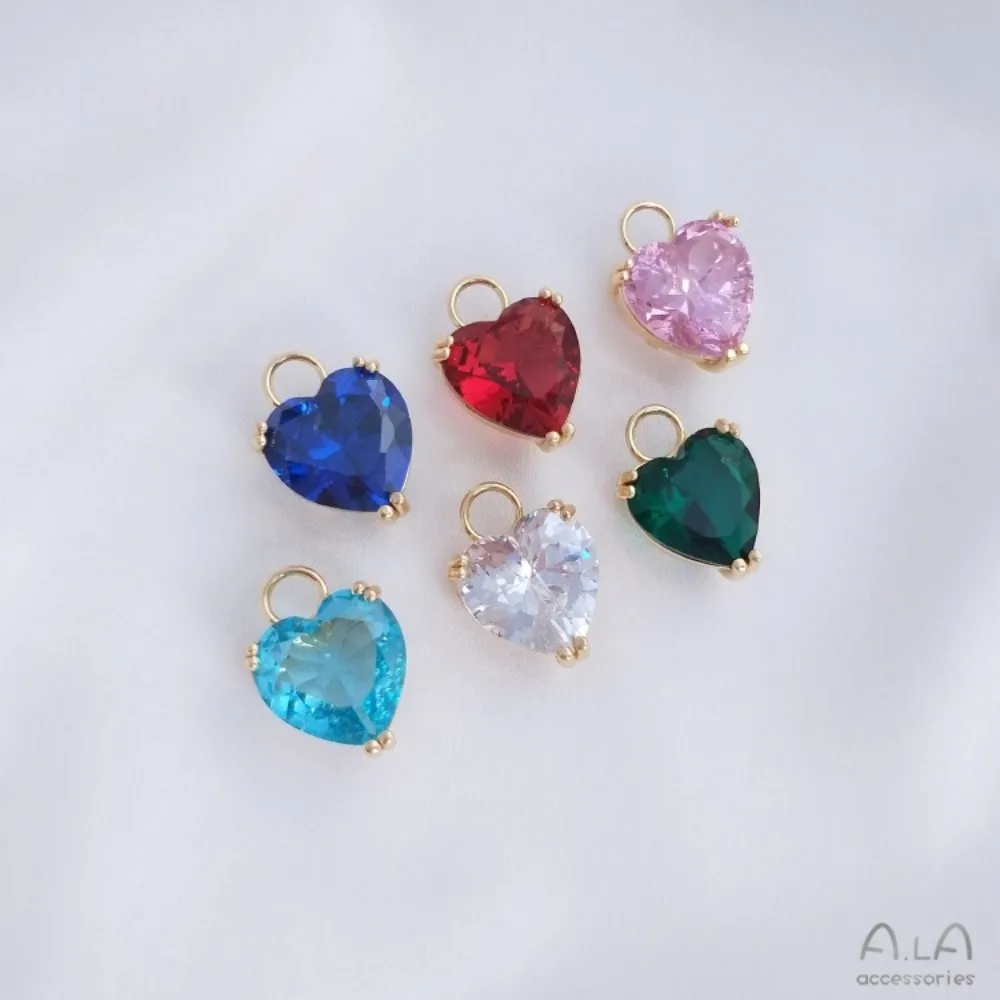 

Zircon Big Peach Heart Copper Charms 14K Gold Color Zirconium Love Pendant DIY Necklace Jewelry Pendant Earrings Pendant