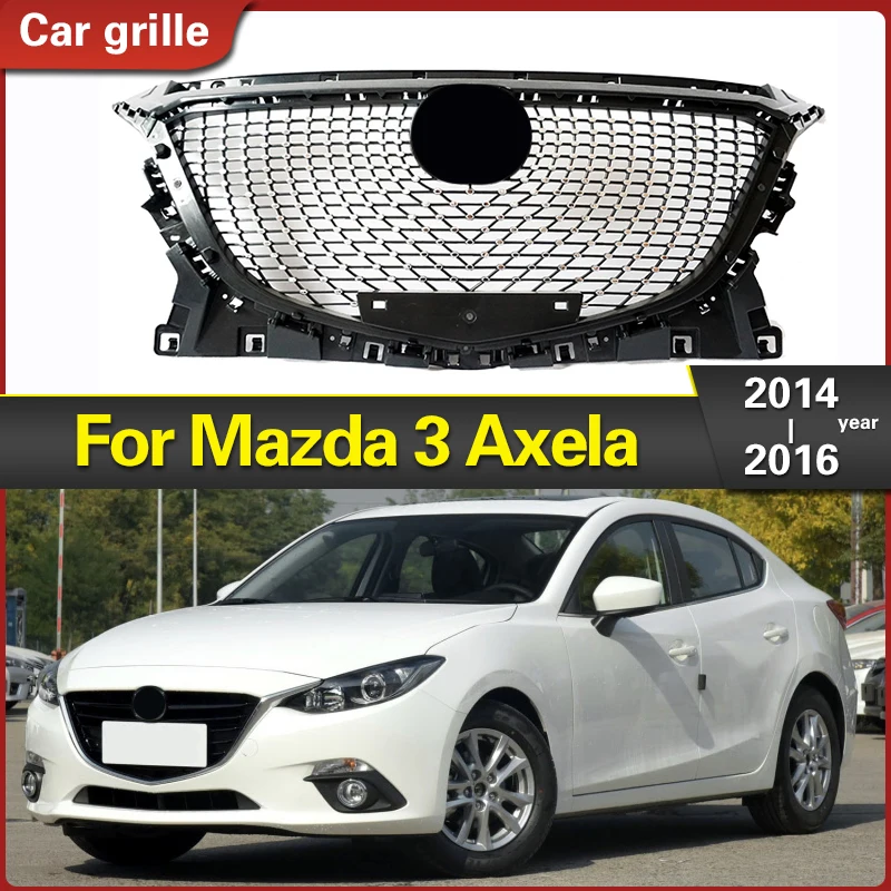 FOR Car Grille OLD Mazda 3 Front Bumper Grille Upper Grill Cover Protector ABS Plastic Mazda3 Axela Accessories 2014 2015 2016