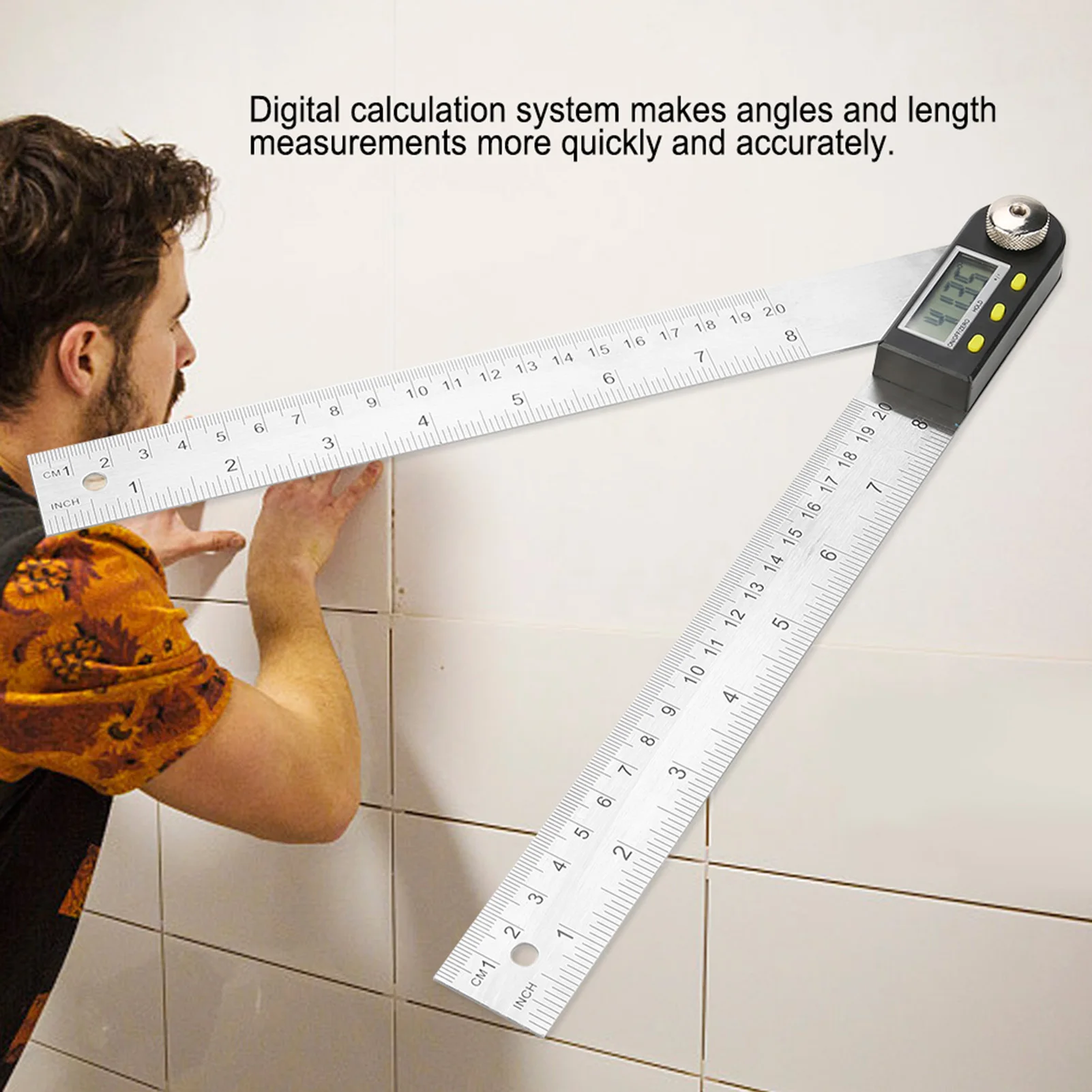 Digital Angle Finder 10‑390mm Stainless Steel Electronic Protractor Digital Goniometer Angle Finder Miter Gauge Ruler