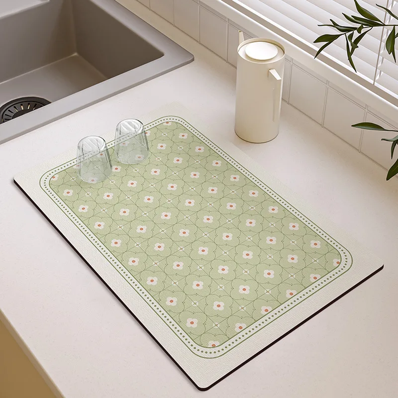 

Elegant Pattern Diatomite Mat Non-slip Waterproof Absorbent Pad for Kitchen Countertop Tableware Drying & Coffee Table