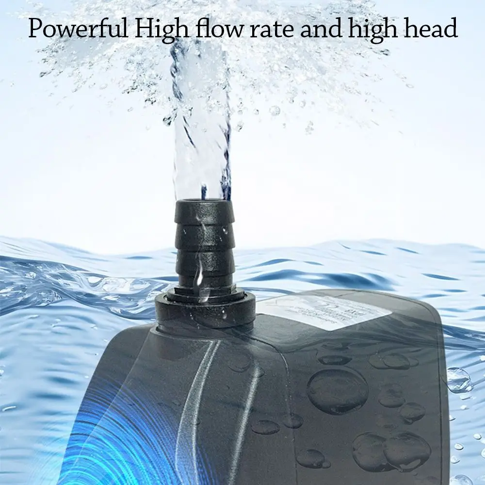 220V Black Submersible Water Pump Submersible Ultra-Quiet Fountain Pump with Suction Cup Mini Ponds Fountains Fish Pond Aquarium