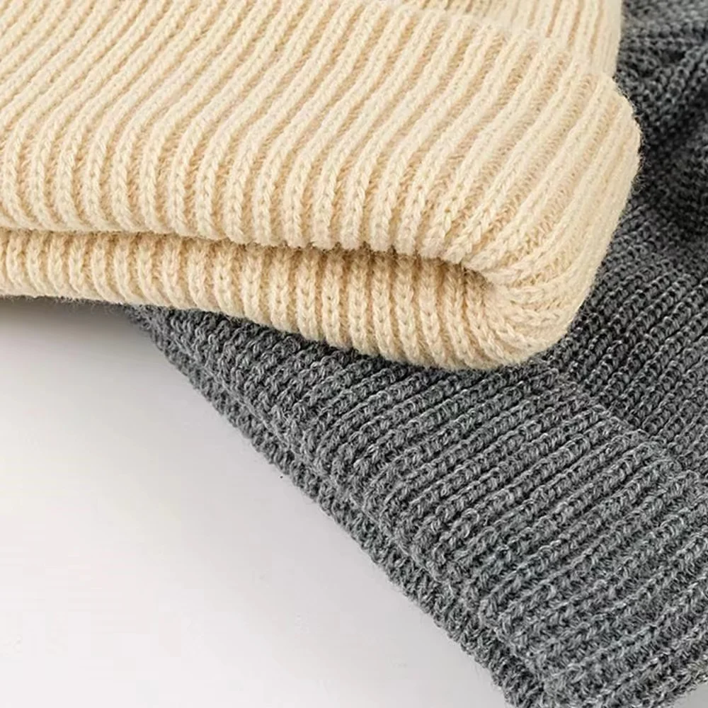 Knitted Hat for Men & Women Caps Wool Fashion Simple Warm Skullies Beanies Solid Autumn Winter Beanie Cap Trendy Style