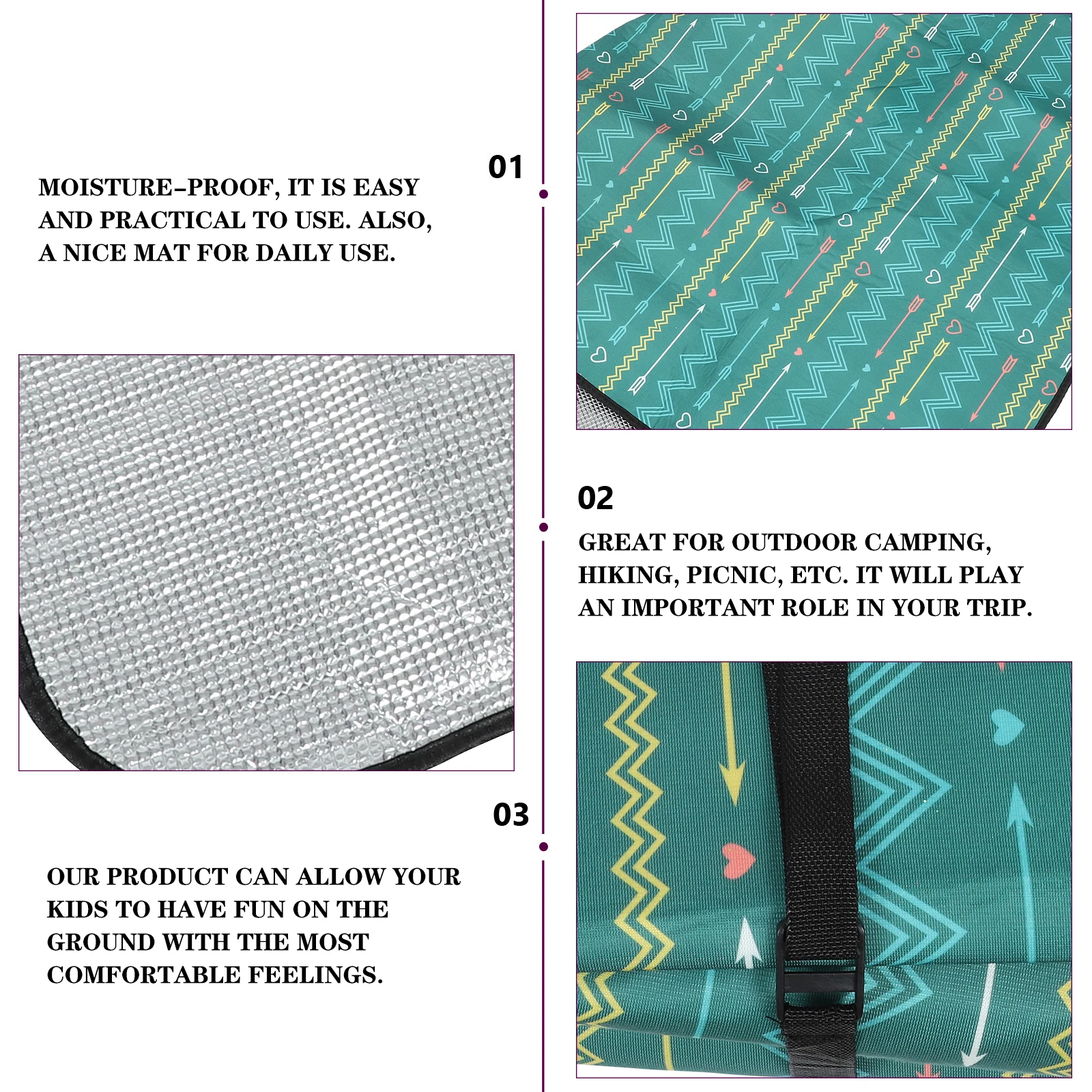 

Plaid Picnic Mat Waterproof Portable Folding Camping Beach Polyester Rug Cushion Seat Outdoor Multi functional