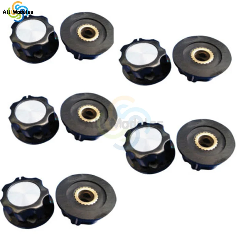 10PCS/Lot Insert Dia. 6mm Knurled Shaft 16mm Width x 12mm Height Rotary Potentiometer Cap Switch Control Knob