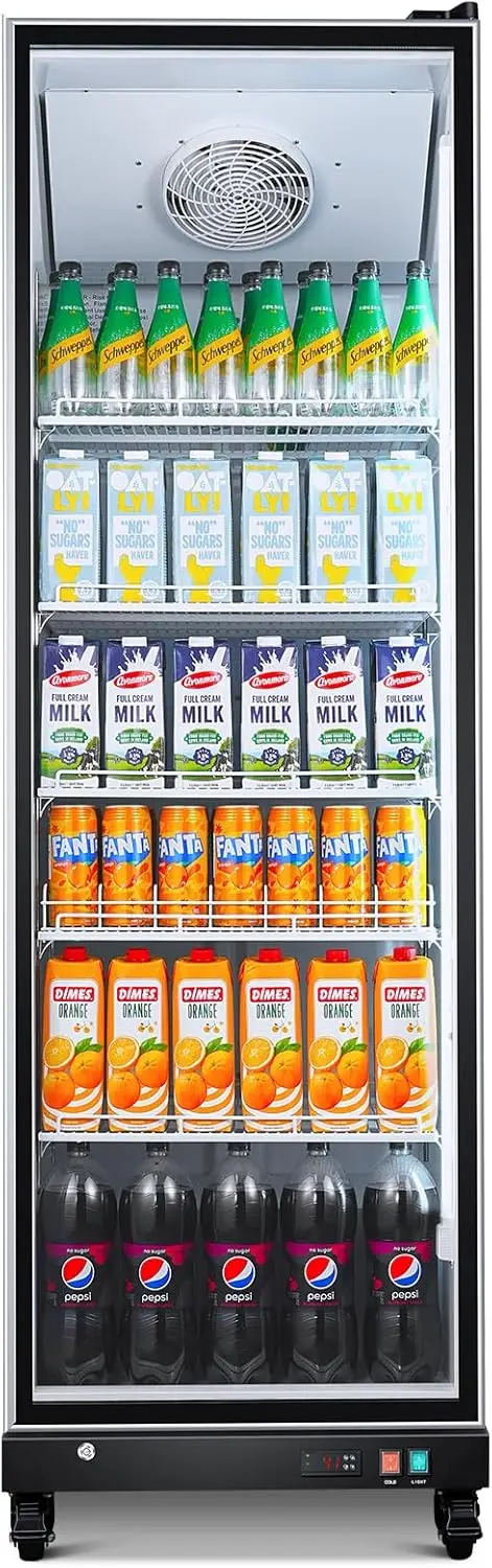 Commercial Merchandiser Refrigerator,18.1Cu.Ft Glass Door Commercial Display Refrigerator,Upright Beverage Display Bar Cooler wi