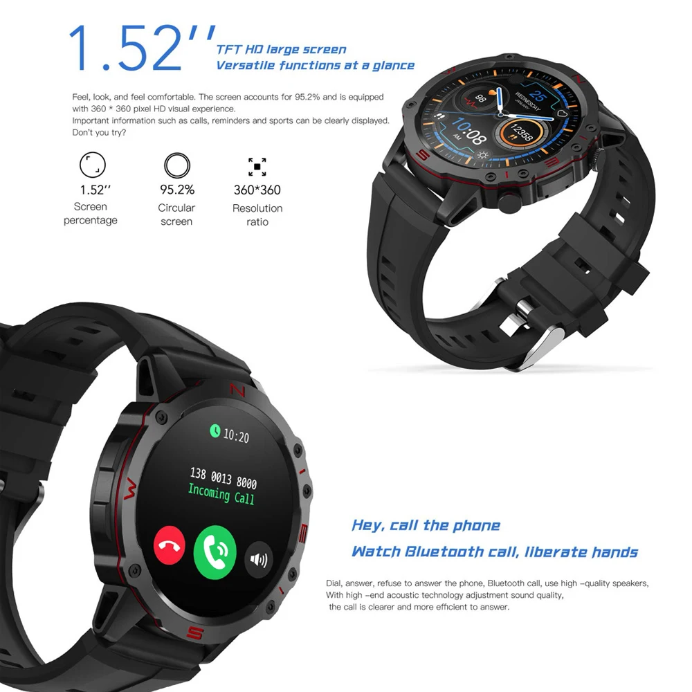 ساعة ذكية مقاومة للماء للرجال والنساء ، مكالمة أسنان زرقاء ، أوضاع رياضية ، مساعد صوت ، صحة ، + قرص نوم غني