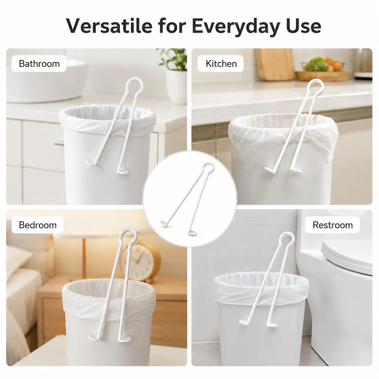Hands-Free Trash Clip, Flat-Edge Garbage Picker for Bathroom and Kitchen, No-Touch Press Type Garbage Clamp