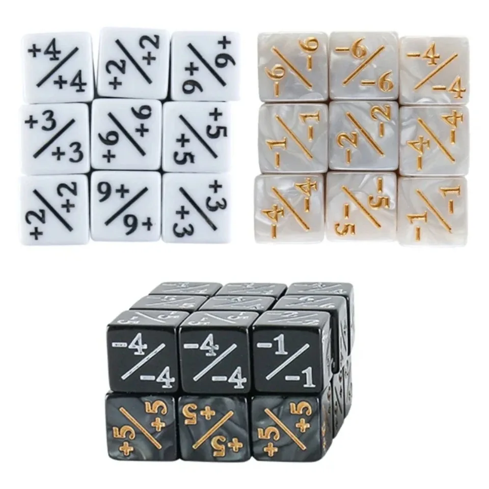 Set di dadi a sei facce Contatori D6 1/ 1 e -1/-1 Set di 10 dadi per l'insegnamento della matematica, giocattoli aritmetici per bambini, accessori per giochi di carte