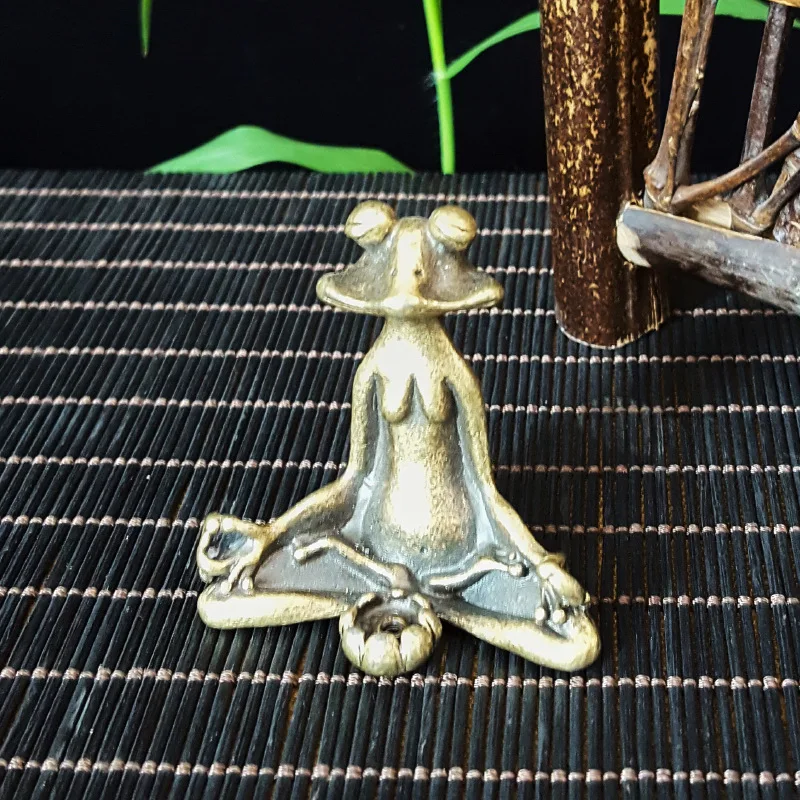 Retro Copperware Incense Socket Zen Frog Ornaments Solid Pure Copper Frog Tea Pet Incense Holder Ornaments
