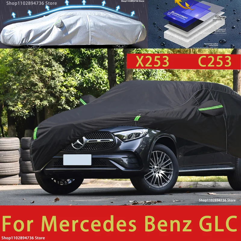 

For Mercedes benz GLC X253 C253 Fit Outdoor Car Covers Snow Cover Sunshade Waterproof Dustproof Exterior black car cover