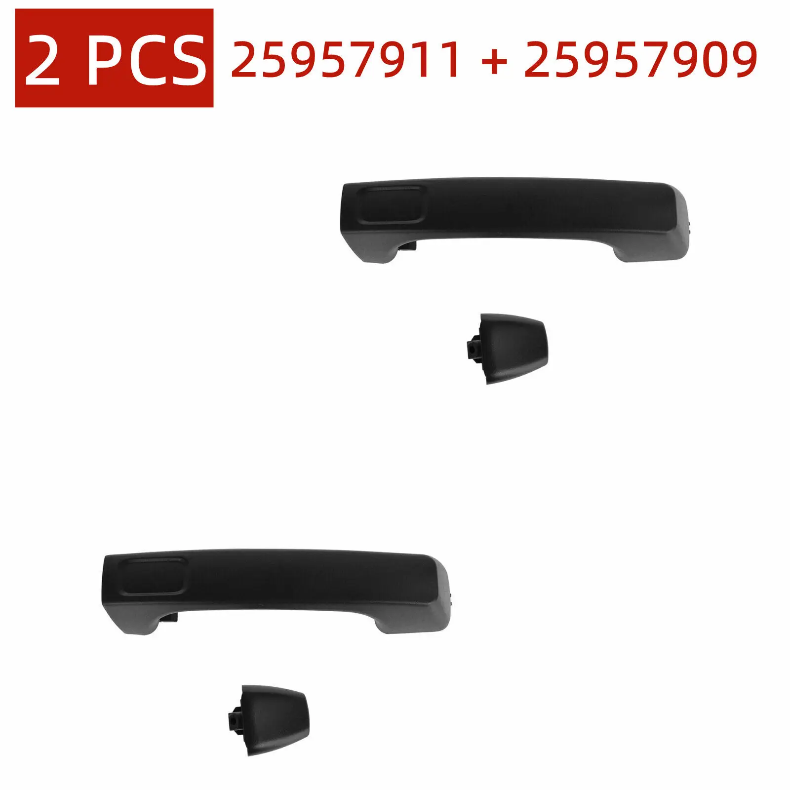 

2X Black Door Handle Exterior Outside Front & Rear for 06-10 Hummer H3 09-10 H3T 25957911+25957909