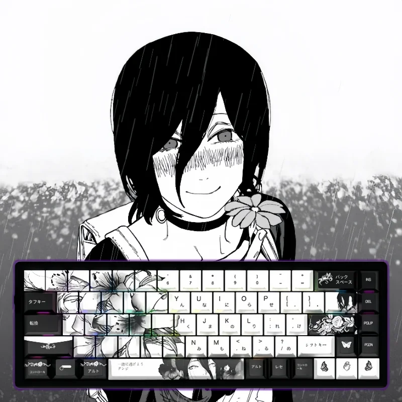 

Reze Anime Keycap Chainsaw Man PBT Cherry Keycaps Key Caps Gamer Gift Gaming Accessories For Cross Switch Mechanical Keyboard