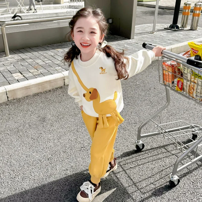 Primavera autunno set di abbigliamento per bambini per ragazze Pullover felpa pantaloni 2 pezzi vestito cartone animato vestiti per bambini abiti tute per bambini