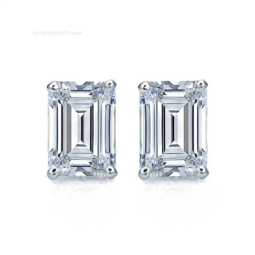 

Luxury 925 Sterling Silver Moissanite Diamond Custom Designer Men's and Women's Fine Jewelry with Claw Setting Stud Earrings
