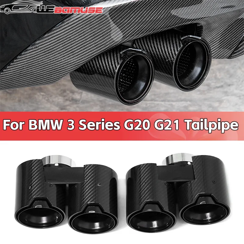 

Quad Stainless Steel Carbon Fiber Exhaust Tip For BMW G20 G21 330i 330d 330e 320i Muffler Tip Exhaust System Nozzle Exhaust Pipe