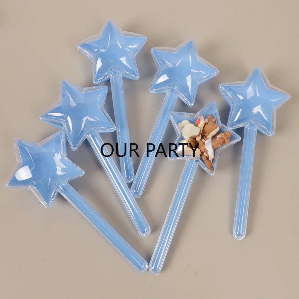 5Pcs Plastic Star Lollipop Shape Candy Boxes Gender Reveal Gift Packing Storage Box for Kids Birthday Baby Shower Party Decor