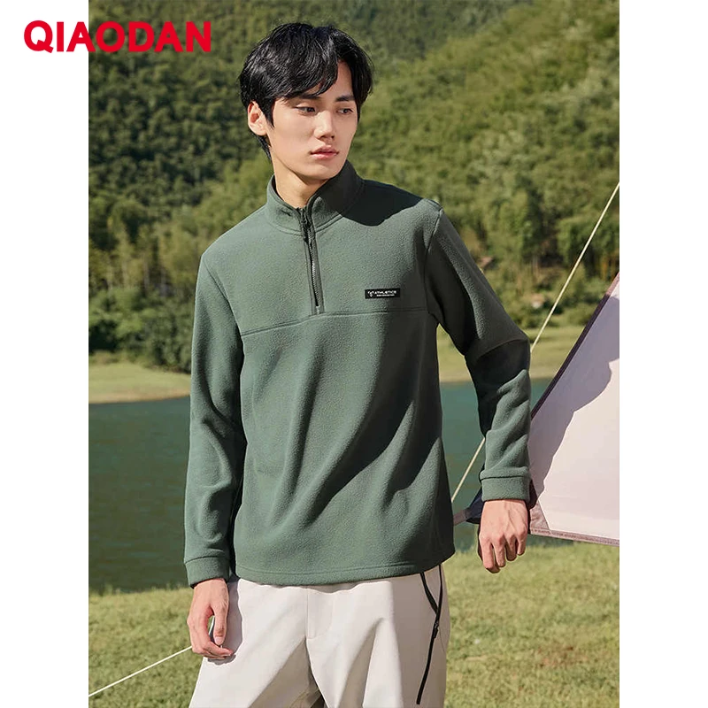 

QIAODAN Men's Sweatshirt 2025 Winter New Stand Collar With Half-Zip Warm Pullovers Comfortable Outdoor Running Tops QXEWD3254023
