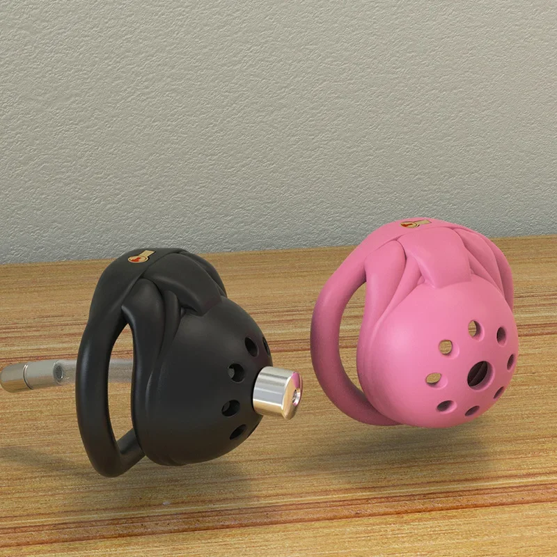 Pink Male Penis Chastity Cage Set Small Bird Chastity Cage Belt With Padlock 4 Cock Ring Penis Bondage Slave Man Sex Toy For Gay view 2