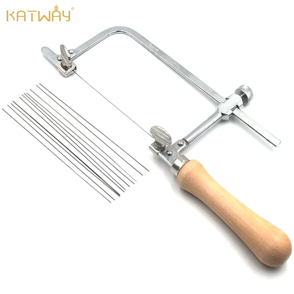 

KATWAY Jeweler's Saw Frame Kit with 12 Adjustable Blades Precision Cutting Metal Saw for Jewelry Making Wax Ring Tools HH-AA59