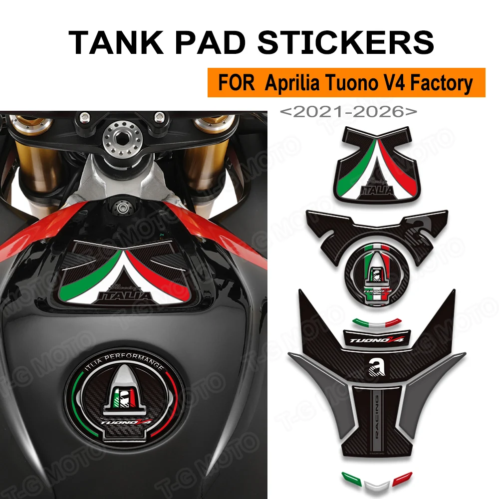 

2025 Motorcycle For Aprilia Tuono V4 Factory 1100 Tank Pad Cap Grips Gas Fuel Oil Kit Knee Stickers Decals Protection 2021-2026
