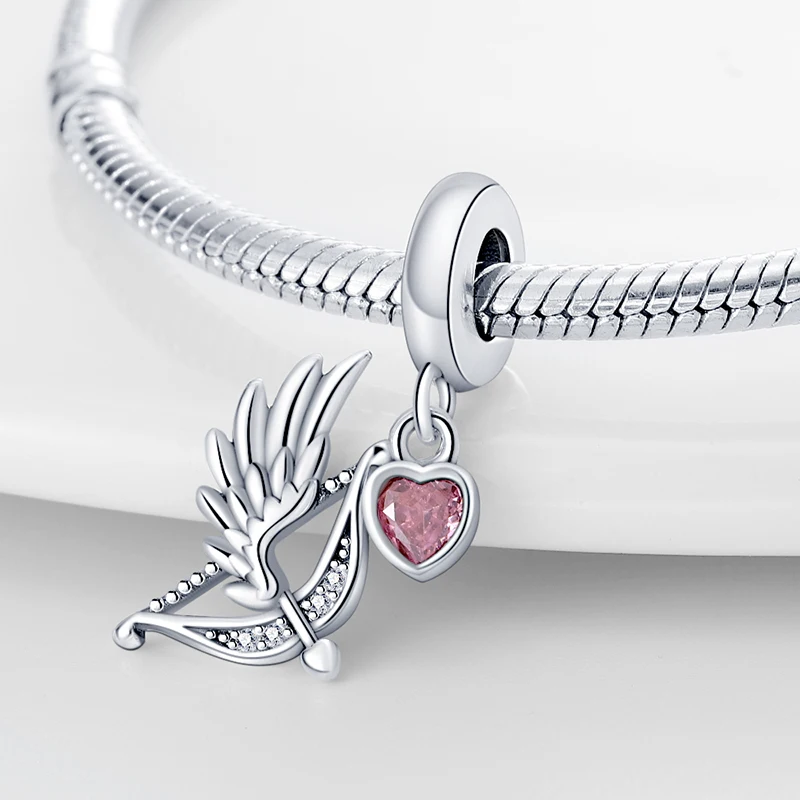 Hot Sales 925 Sterling Silver Wing Bow And Arrow Charms Pendant Fit 3mm Original Bracelet DIY Women Fine Party Jewelry Gifts