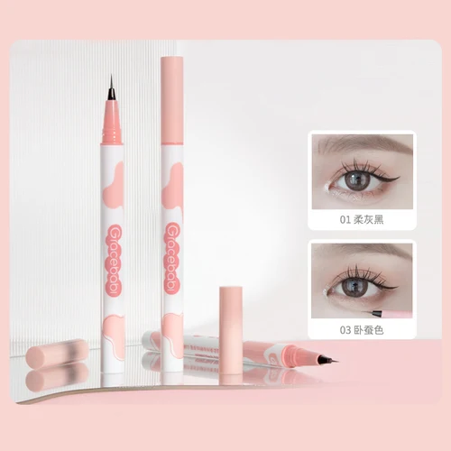 Imagen 2 del producto Gracebabi-Lápiz Delineador de ojos, lápiz de gusano de seda, pegamento duradero, resistente al agua, maquillaje no mareado, marrón