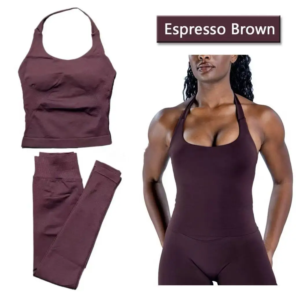Halter Top Yoga Fitness Workout Set Women's Professional Training Pilates Peach Hip-Lifting Pants Sportswear